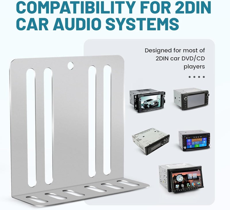 NuIth Double DIN Installation Kit, Universal Fit Metal Radio/DVD Player/Fitting Cage Mounting Bracket, Car Stereo Mounting Frame W/ Screws, 2.8x3x0.9 Inches - Image 4